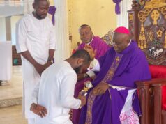 Seyi Tinubu receives episcopal blessing from Catholic Bishop